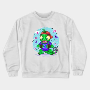 Chameleon Cartoon Character Crewneck Sweatshirt